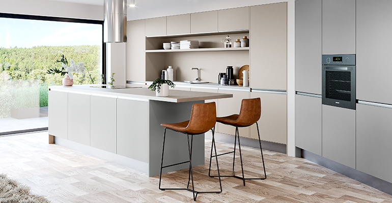 Kuchyně SILK TOUCH, MAGIQ a LINEA RETTA. Skryté profily pro otvírání podpoří čistý minimalistický výraz vašeho nábytku.